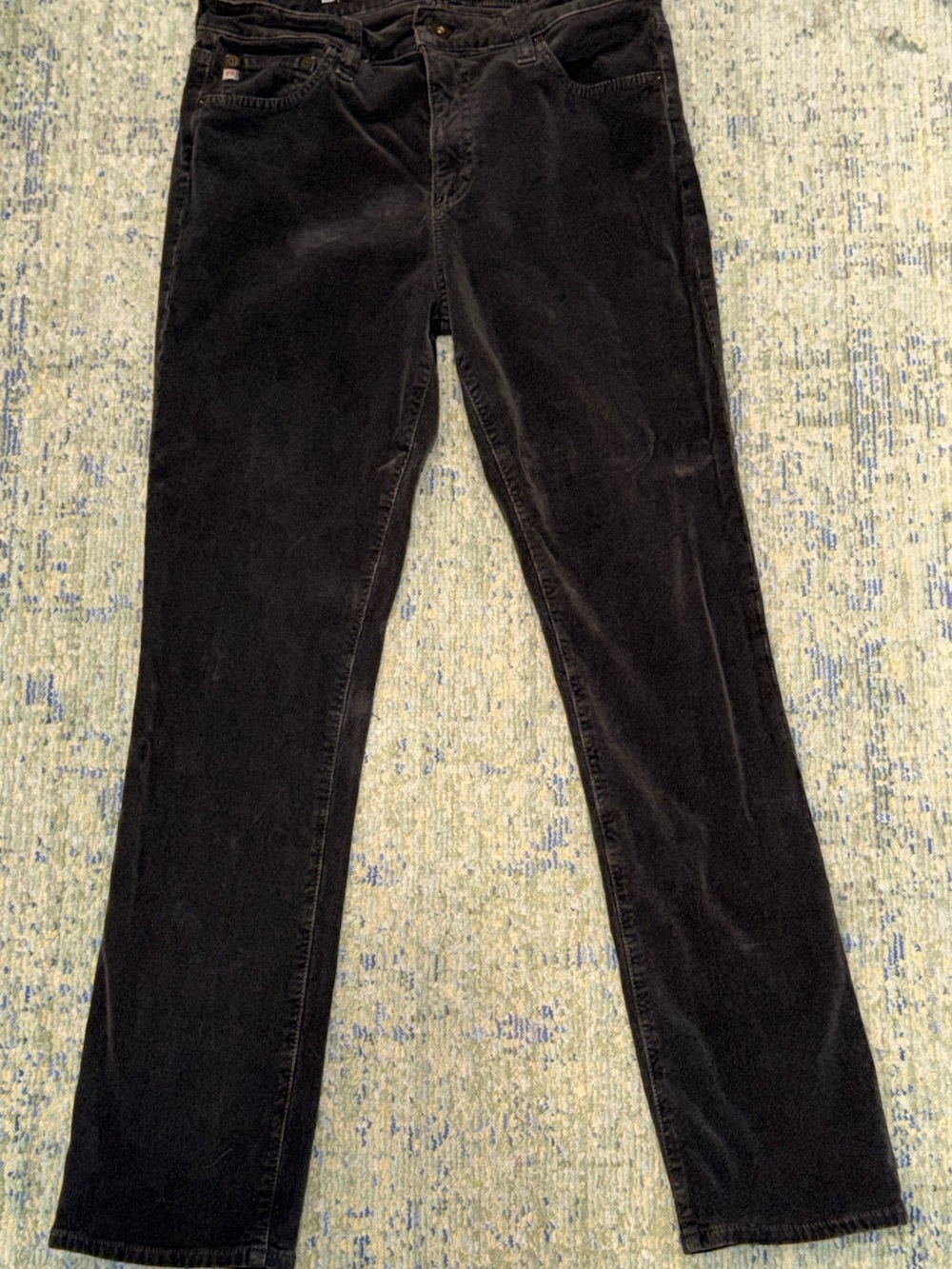AG Adriano Goldschmied Mari Corduroy Pants Size 30 High Rise Slim Straight Black